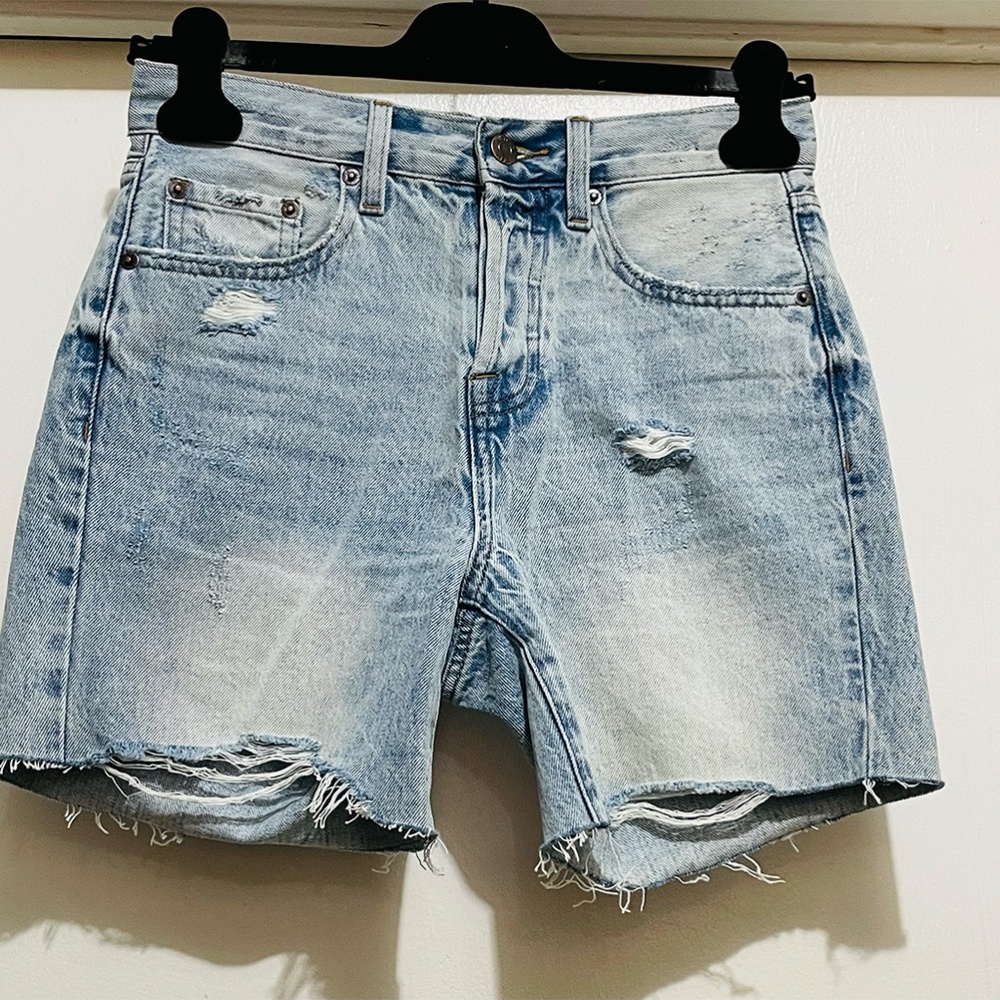 Pistola Devin High Rise Mom Cut-Off Shorts | Blue | Size 25